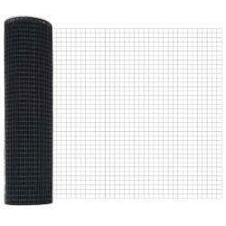 Clôture en fil métallique avec 13 poteaux flangés Gris 0.5x50 m Acier 
