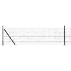 Clôture en fil métallique avec 13 poteaux flangés Gris 0.5x50 m Acier 