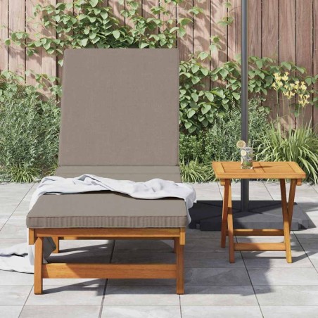 Transat sur roues avec table et coussin en bois d'acacia 