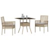Ensemble de salle à manger de jardin 3 pièces Beige Poly Rotin 