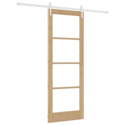 Porte Coulissante avec Kit de Quincaillerie 78x211 cm en Bois Massif de Pin 