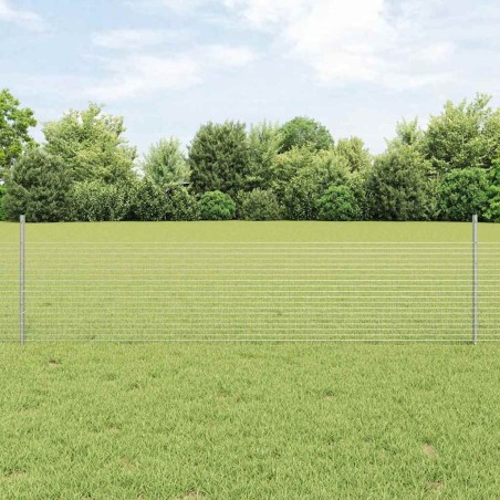 Clôture en fil soudé avec 44 poteaux U Argent 0.5x100 m Acier 