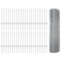 Clôture en fil soudé avec 44 poteaux U Argent 0.5x100 m Acier 