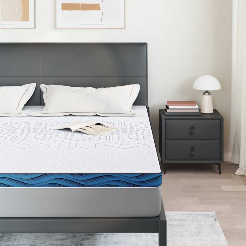 Coussins de Matelas Blanc et Bleu 180 x 200 cm 