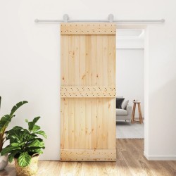 Porte coulissante et kit de quincaillerie 85x210 cm pin massif 