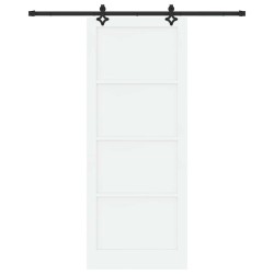 Porte coulissante avec kit de quincaillerie blanche 93x232 cm en bois massif de pin 