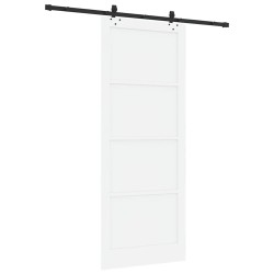 Porte coulissante avec kit de quincaillerie blanche 93x232 cm en bois massif de pin 