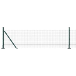 Clôture en Fil Soudé avec 13 Poteaux Flangés Vert 0,5x50 m Acier 