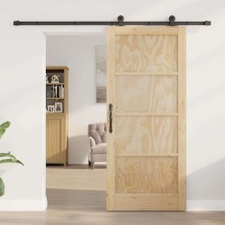 Porte coulissante avec kit matériel "ORKDAL" en bois massif de pin 