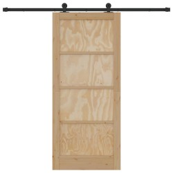 Porte coulissante avec kit matériel "ORKDAL" en bois massif de pin 