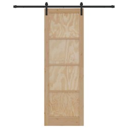 Porte coulissante avec kit de quincaillerie 78x232 cm en bois massif de pin 