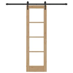 Porte coulissante avec kit de quincaillerie 61x198.5 cm en bois massif pin 