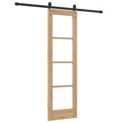 Porte coulissante avec kit de quincaillerie 61x198.5 cm en bois massif pin 