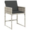 Ensemble de salle à manger de jardin 5 pièces avec coussins gris clair en poly rattan 
