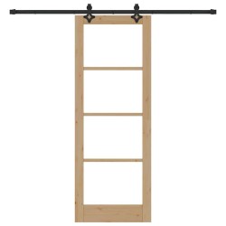 Porte Coulissante avec Matériel Inclus 78x211 cm Bois de Pin Massif 