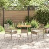 Ensemble de salle à manger de jardin 3 pièces avec coussins beige poly rattan 