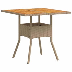 Ensemble de salle à manger de jardin 3 pièces avec coussins beige poly rattan 