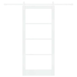 Porte coulissante avec kit de matériel "ORKDAL" en bois massif blanc et verre 