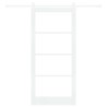Porte coulissante avec kit de matériel "ORKDAL" en bois massif blanc et verre 