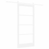 Porte coulissante avec kit de matériel "ORKDAL" en bois massif blanc et verre 