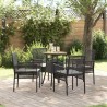 Ensemble de salle à manger de jardin 5 pièces en poly rattan noir 