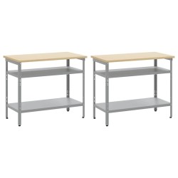 Set de table de travail gris en acier, 2 pièces 