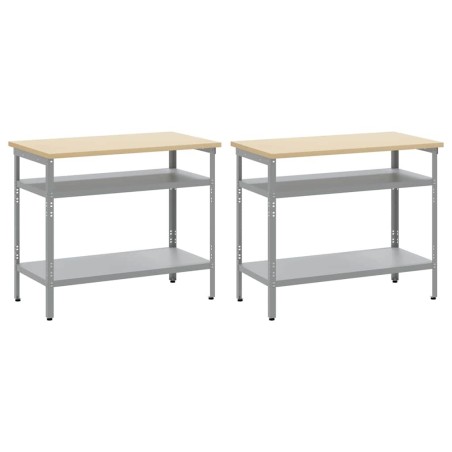 Set de table de travail gris en acier, 2 pièces 
