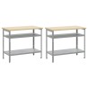 Set de table de travail gris en acier, 2 pièces 