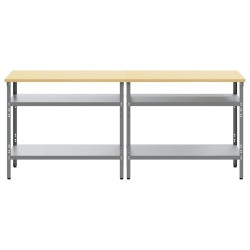Set de table de travail gris en acier, 2 pièces 