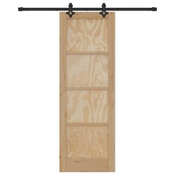 Porte coulissante avec ensemble de quincaillerie 73,5x211 cm en bois massif de pin 