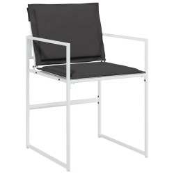 Ensemble de salle à manger de jardin 5 pièces avec coussins en Textilène blanc et en acier 
