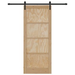 Porte Coulissante Ensemble de 2 Naturel et noir Bois de pin massif 