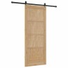 Porte Coulissante Ensemble de 2 Naturel et noir Bois de pin massif 