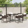 Ensemble table et chaises de jardin 5 pièces avec coussins en polyrotin marron 
