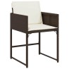 Ensemble table et chaises de jardin 5 pièces avec coussins en polyrotin marron 