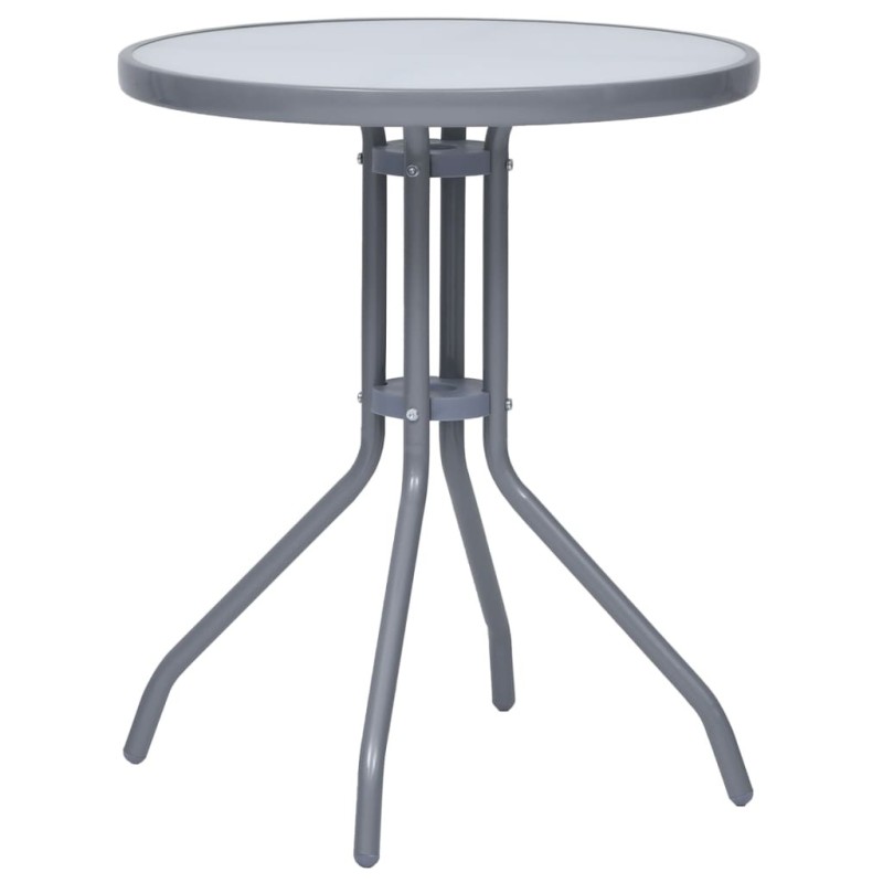 Table de jardin Gris clair 60 cm Acier et verre Table de jardin Gris clair 60 cm Acier et verre