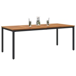 Table de jardin 200 x 90 x 75 cm en bois d'acacia massif et métal 