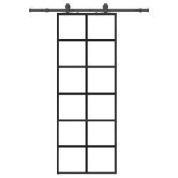 Porte coulissante kit de quincaillerie noir 76x205 cm verre ESG 