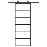 Porte coulissante kit de quincaillerie noir 76x205 cm verre ESG 