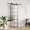Porte coulissante kit de quincaillerie noir 76x205 cm verre ESG 