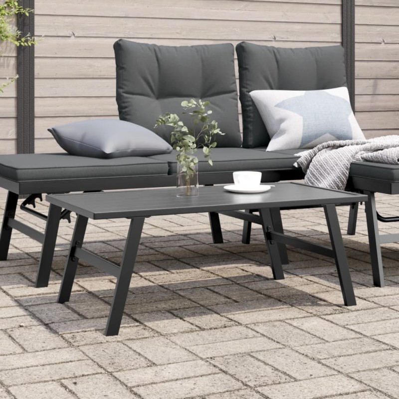 Table basse de jardin noir 90x45x35 cm acier enduit de poudre Table basse de jardin noir 90x45x35 cm acier enduit de poudre