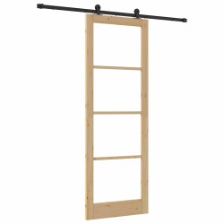 Porte coulissante avec quincaillerie 'ORKDAL'Bois massif & Verre 