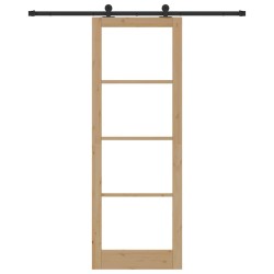 Porte coulissante avec quincaillerie 'ORKDAL'Bois massif & Verre 