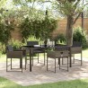 Ensemble de salle à manger de jardin 5 pièces avec coussins, Gris en poly rattan. 