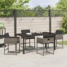 Ensemble de salle à manger de jardin 5 pièces avec coussins, Gris en poly rattan. 