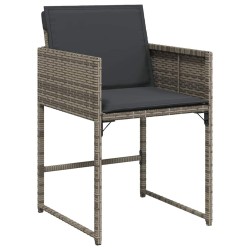 Ensemble de salle à manger de jardin 5 pièces avec coussins, Gris en poly rattan. 
