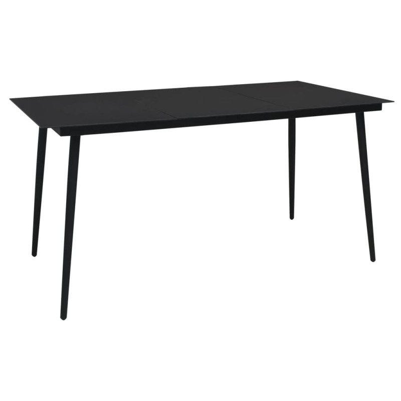 Table à dîner de jardin Noir 150x80x74 cm Acier et verre Table à dîner de jardin Noir 150x80x74 cm Acier et verre