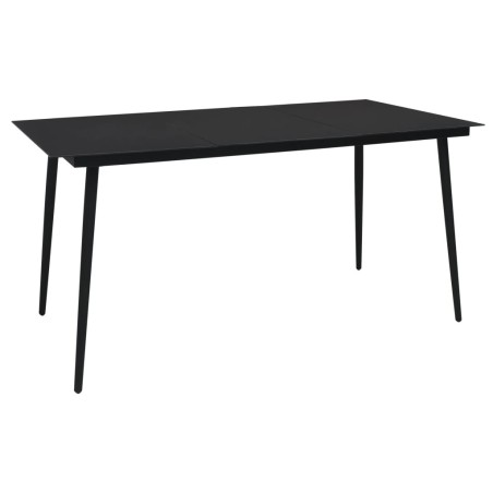 Table à dîner de jardin Noir 150x80x74 cm Acier et verre 