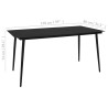 Table à dîner de jardin Noir 150x80x74 cm Acier et verre 