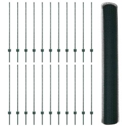 poteaux de clôture 11 pcs U-Channel vert 120 cm acier 